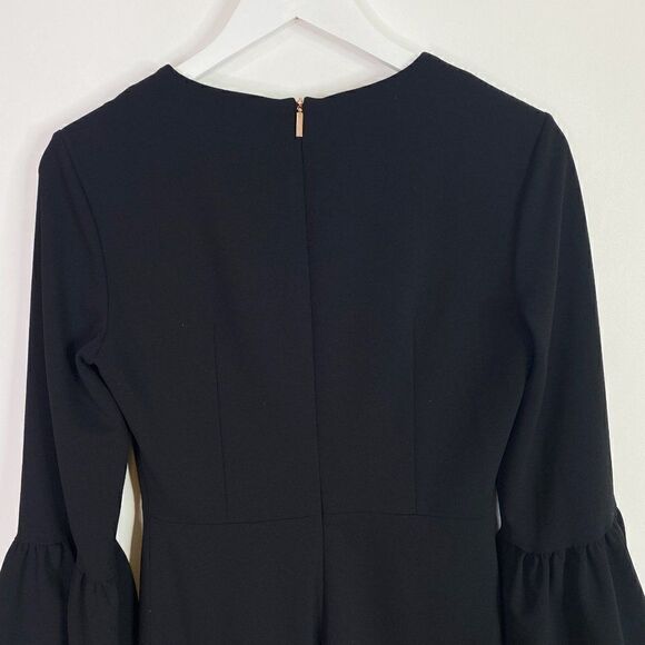 Tibi Black Zip Neckline Midi Dress with Bell Sleeves - Picture 4 of 6